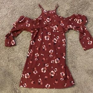 Floral dress with cold shoulder design